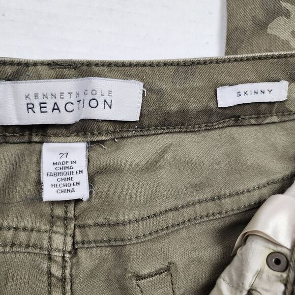 Kenneth Cole Reaction Camo Skinny Jeans Olive Green Army Green Size 27 - Picture 14 of 16